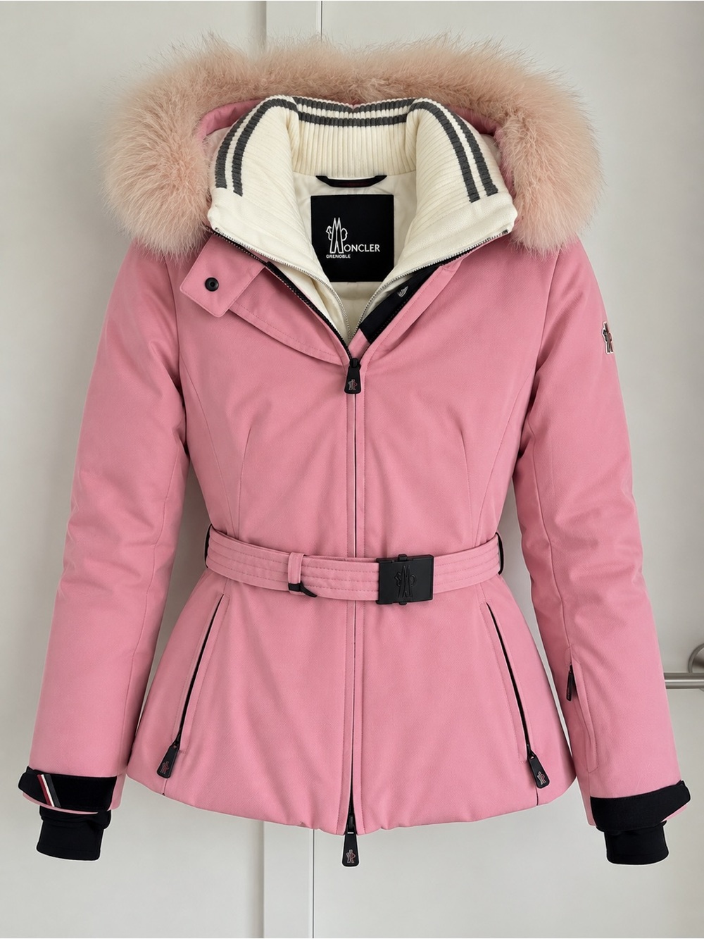 Moncler Women’s Pink Down Ski Jacket Water Resistant